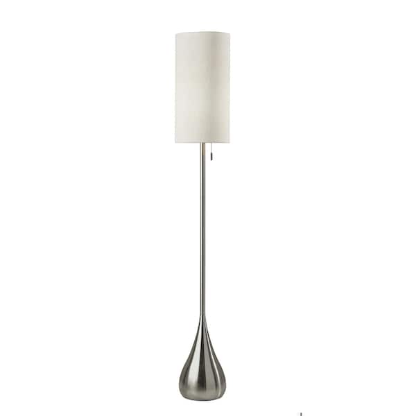Homeroots Brushed Steel Metal Teardrop Base Floor Lamp 372483 - main